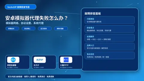 安卓模拟器代理失败怎么办？Socks5、HTTP和系统网络排查指南封面图