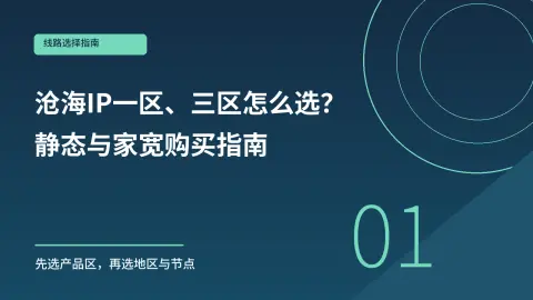 沧海IP一区、三区怎么选？静态与家宽购买指南封面