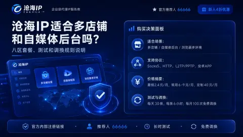 沧海IP适合多店铺和自媒体后台吗？八区套餐、测试和调换规则说明封面图