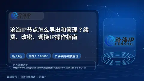沧海IP节点怎么导出和管理？续费、改密、调换IP操作指南封面图