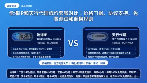 沧海IP和天行代理低价套餐对比：价格门槛、协议支持、免费测试和调换规则封面图