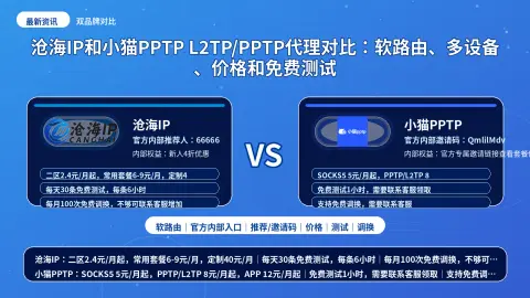 沧海IP和小猫PPTP L2TP/PPTP代理对比：软路由、多设备、价格和免费测试封面图