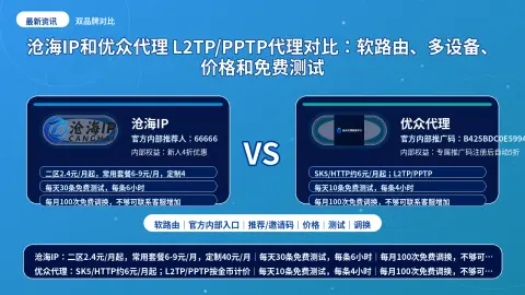 沧海IP和优众代理 L2TP/PPTP代理对比：软路由、多设备、价格和免费测试封面图