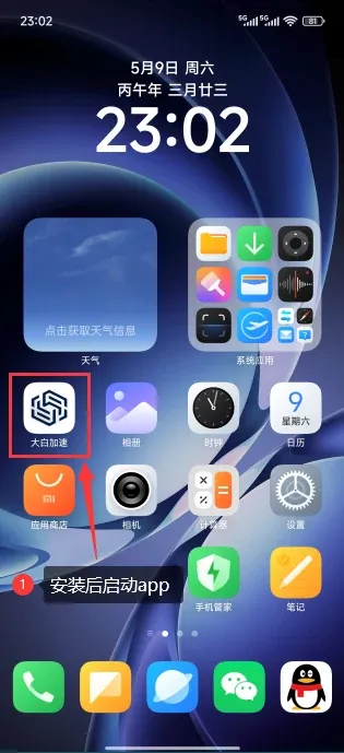 安装后打开大白加速器