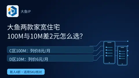 大鱼C区100M与D区10M家宽住宅，差2元怎么选？封面
