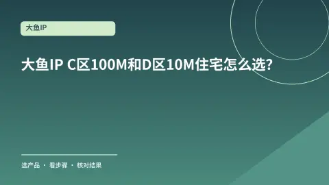 大鱼IP C区100M和D区10M住宅怎么选？先统一比较条件封面