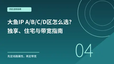 大鱼IP A/B/C/D区怎么选？独享、住宅与带宽指南封面