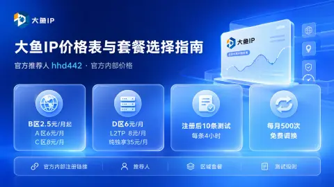 大鱼IP价格表与多区套餐怎么选？推荐人hhd442、多协议和调换说明封面图