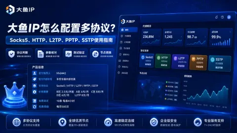 大鱼IP怎么配置多协议？Socks5、HTTP、L2TP、PPTP、SSTP使用指南封面图