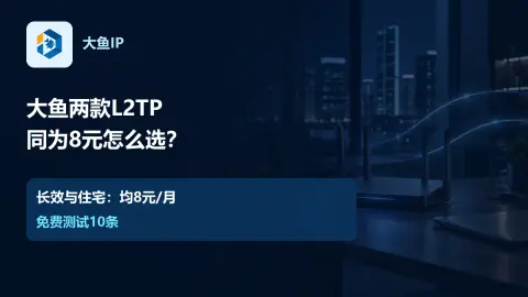大鱼长效L2TP与住宅L2TP都是8元/月，该选哪款：产品价格与免费测试说明