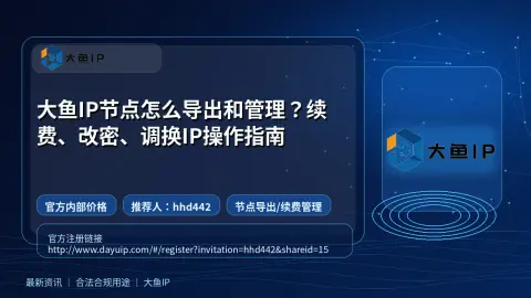 大鱼IP节点怎么导出和管理？续费、改密、调换IP操作指南封面图