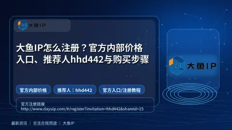 大鱼IP怎么注册？官方内部价格入口、推荐人hhd442与购买步骤封面图