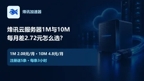 烽讯云服务器1M与10M怎么选每月差2.72元：产品价格与免费测试说明
