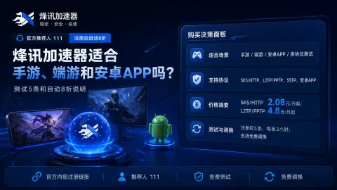 烽讯加速器适合手游、端游和安卓APP吗？测试5条和自动8折说明封面图