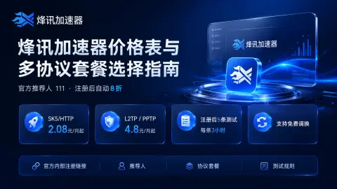 烽讯加速器价格表与多协议套餐怎么选？推荐人111和测试5条说明封面图