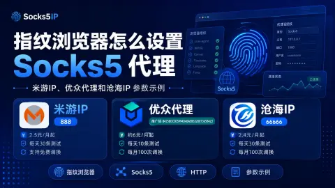 指纹浏览器怎么设置 Socks5 代理？米游IP、优众代理和沧海IP 参数示例封面图