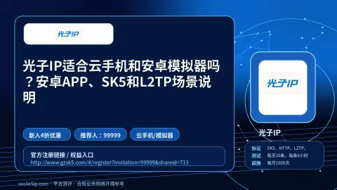 光子IP适合云手机和安卓模拟器吗？安卓APP、SK5和L2TP场景说明封面图