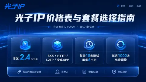 光子IP价格表与A-H区套餐怎么选？推荐人99999和免费调换说明封面图