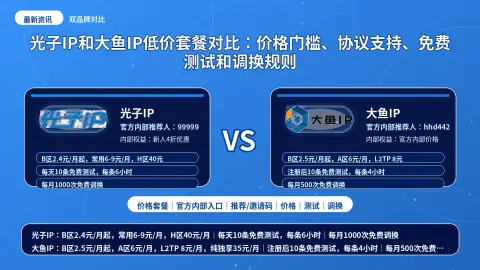 光子IP和大鱼IP低价套餐对比：价格门槛、协议支持、免费测试和调换规则封面图