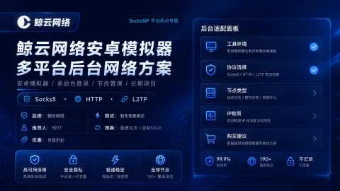 鲸云网络安卓模拟器多平台后台网络方案：Socks5/HTTP、L2TP和长期项目说明封面图