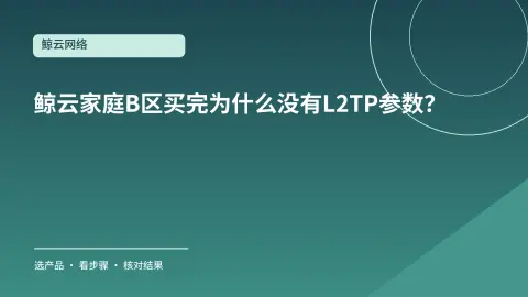 鲸云家庭B区买完为什么没有L2TP参数？先开通再导出封面