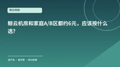 鲸云机房和家庭A/B区都约6元，应该按什么选？封面