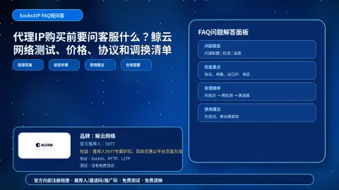 代理IP购买前要问客服什么？鲸云网络测试、价格、协议和调换清单封面图