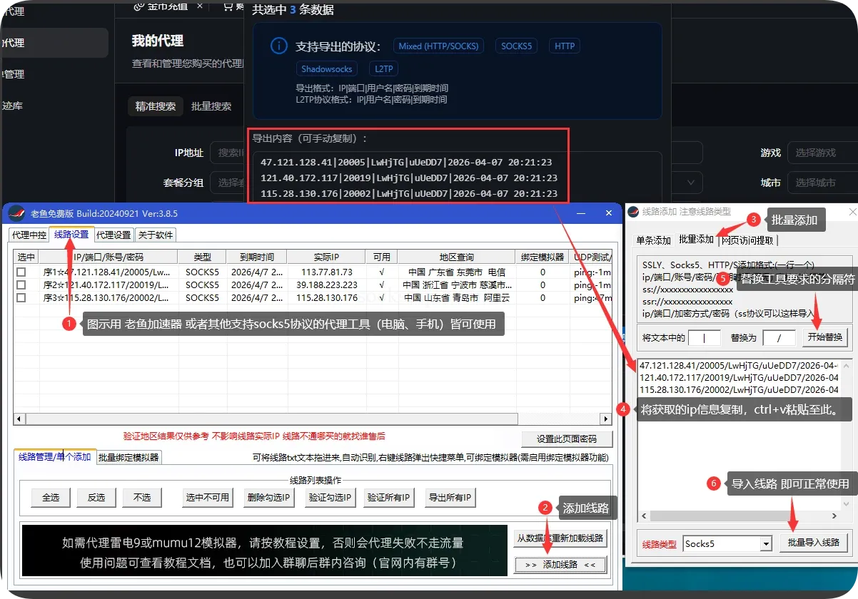 JIUIP导出信息导入第三方工具示例