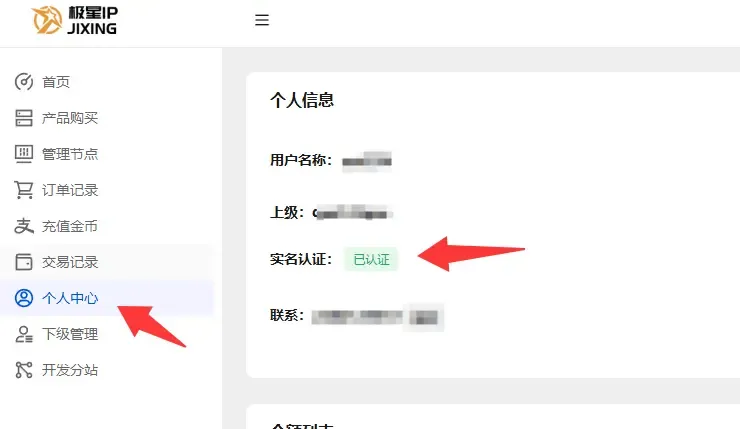 极星IP个人实名认证页面