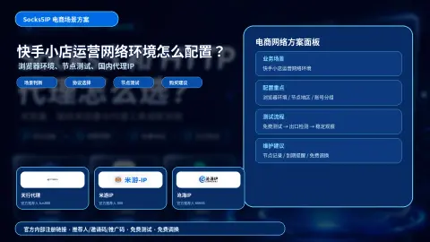 快手小店运营网络环境怎么配置？代理IP、浏览器环境和节点测试建议封面图