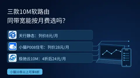 10M软路由三款月费差在哪？天行、小猫、极驰云对照封面
