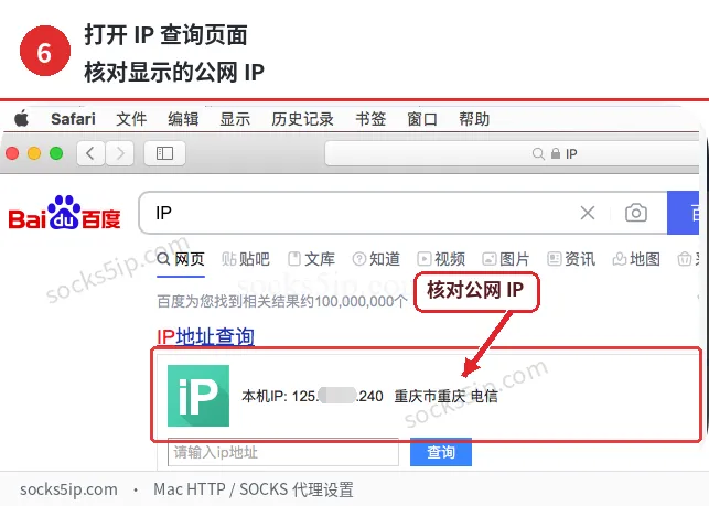 第6步:在浏览器查询并核对公网IP
