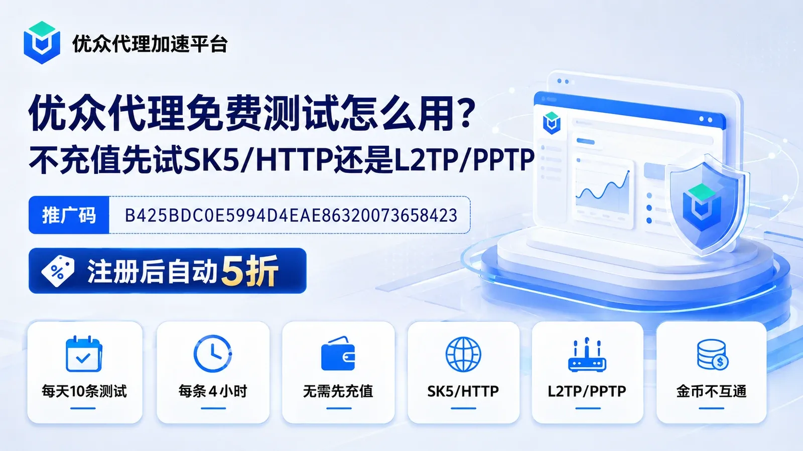 优众代理免费测试怎么用？不充值先试SK5/HTTP还是L2TP/PPTP封面图