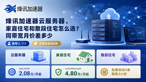 烽讯加速器云服务器、家庭住宅和散段住宅怎么选？同带宽月价差多少封面图