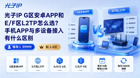 光子IP G区安卓APP和E/F区L2TP怎么选？手机APP与多设备接入有什么区别封面图