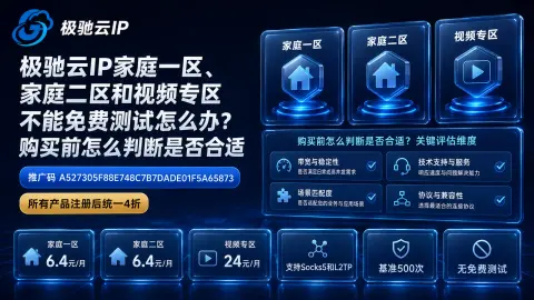 极驰云IP家庭一区、家庭二区和视频专区不能免费测试怎么办？购买前怎么判断是否合适封面图