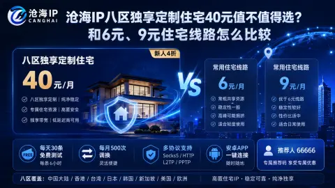 沧海IP八区独享定制住宅40元值不值得选？和6元、9元住宅线路怎么比较封面图