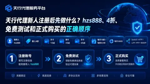 天行代理新人注册后先做什么？hzs888、4折、免费测试和正式购买的正确顺序封面图