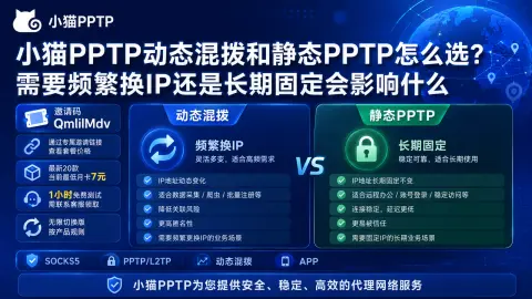 小猫PPTP动态混拨和静态PPTP怎么选？需要频繁换IP还是长期固定会影响什么封面图