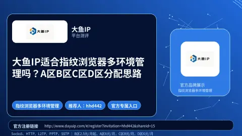 大鱼IP适合指纹浏览器多环境管理吗？A区B区C区D区分配思路封面图