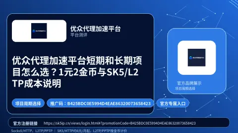 优众代理加速平台短期和长期项目怎么选？1元2金币与SK5/L2TP成本说明封面图