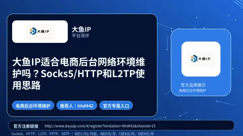 大鱼IP适合电商后台网络环境维护吗？Socks5/HTTP和L2TP使用思路封面图