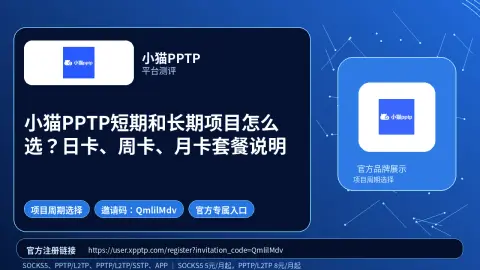 小猫PPTP短期和长期项目怎么选？日卡、周卡、月卡套餐说明封面图