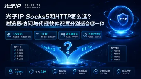 光子IP Socks5和HTTP怎么选？浏览器访问与代理软件配置分别适合哪一种封面图