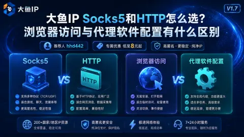 大鱼IP Socks5和HTTP怎么选？浏览器访问与代理软件配置有什么区别封面图
