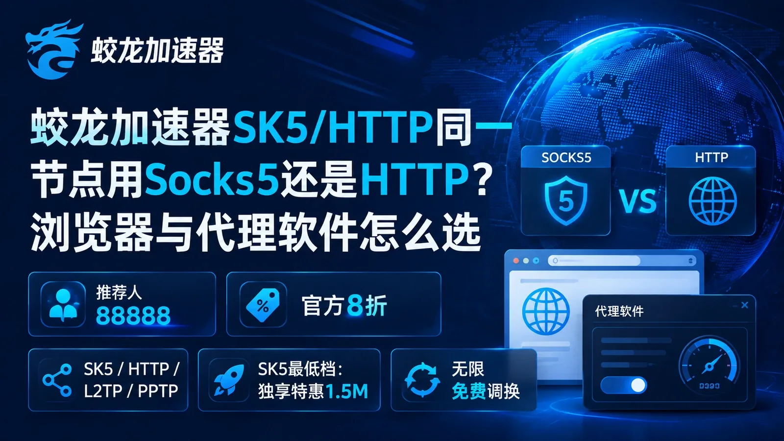 蛟龙加速器SK5/HTTP同一节点用Socks5还是HTTP？浏览器与代理软件怎么选封面图