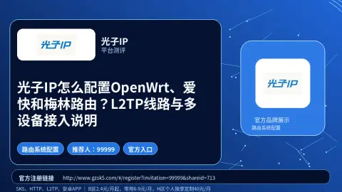 光子IP怎么配置OpenWrt、爱快和梅林路由？L2TP线路与多设备接入说明封面图