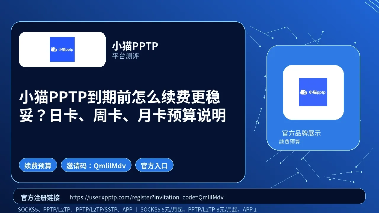 小猫PPTP到期前怎么续费更稳妥？日卡、周卡、月卡预算说明封面图
