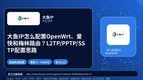 大鱼IP怎么配置OpenWrt、爱快和梅林路由？L2TP/PPTP/SSTP配置思路封面图