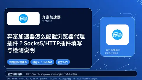 奔富加速器怎么配置浏览器代理插件？Socks5/HTTP插件填写与检测说明封面图